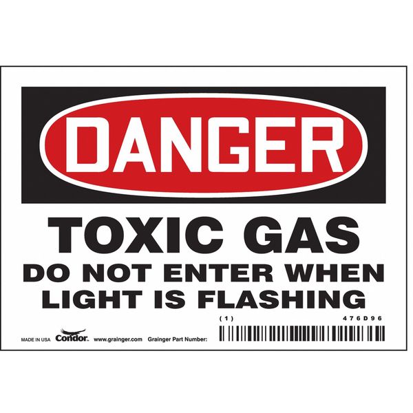 Safety Sign, 3 1/2 in Height, 5 in Width, Vinyl, Horizontal Rectangle, English, 476D96