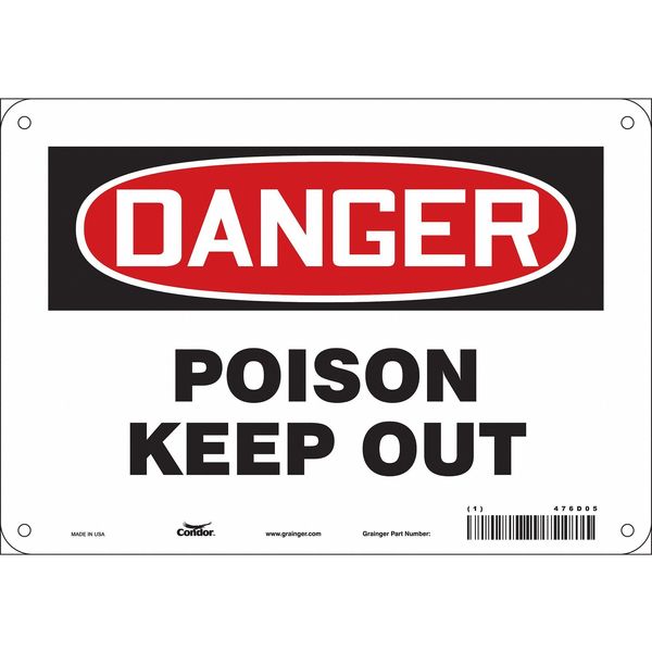 Safety Sign, 7 in Height, 10 in Width, Polyethylene, Vertical Rectangle, English, 476D05
