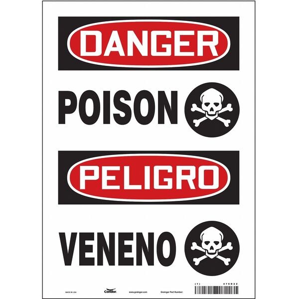 Chemical Sign, 14 in H, 10 in W, Vinyl, Vertical Rectangle, English, Spanish, 476D22