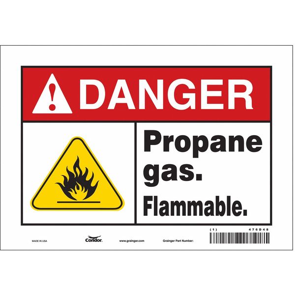 Chemical Sign, 7 in H, 10 in W, Vinyl, Vertical Rectangle, English, 476D48