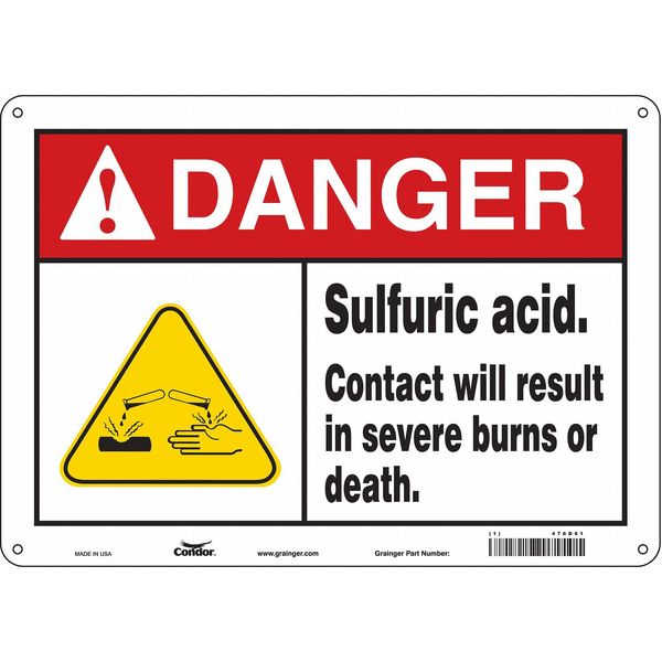 Chemical Sign, 10 in H, 14 in W, Polyethylene, Horizontal Rectangle, English, 476D61
