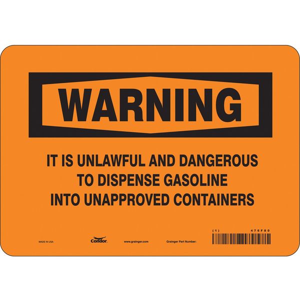 Chemical Sign, 7 in H, 10 in W, Vinyl, Vertical Rectangle, English, 476F80