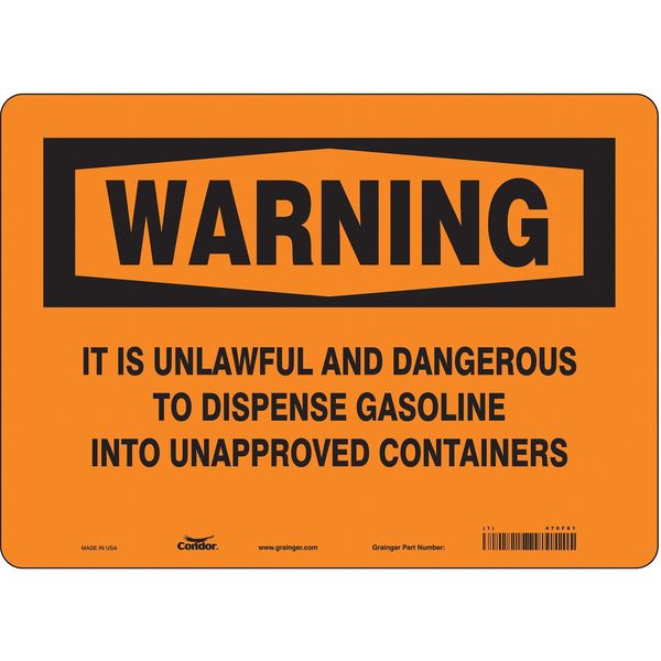 Safety Sign, 10 in Height, 14 in Width, Vinyl, Horizontal Rectangle, English, 476F81