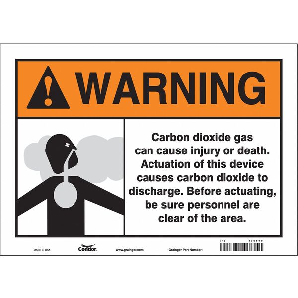 Safety Sign, 10 in Height, 14 in Width, Vinyl, Horizontal Rectangle, English, 476F90