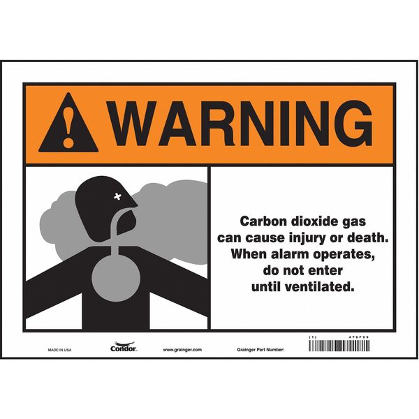 Safety Sign, 10 in Height, 14 in Width, Vinyl, Horizontal Rectangle, English, 476F99
