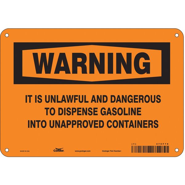 Safety Sign, 7 in Height, 10 in Width, Polyethylene, Vertical Rectangle, English, 476F78