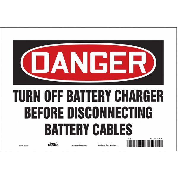 Safety Sign, 7 in Height, 10 in Width, Vinyl, Vertical Rectangle, English, 476F22