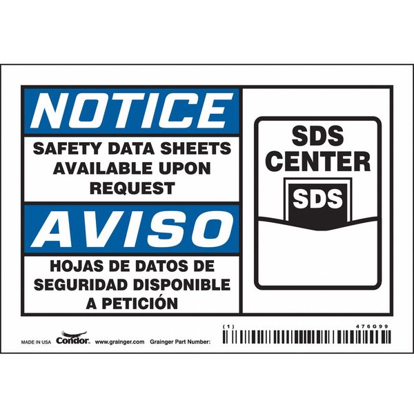 Safety Sign, 3 1/2 inx5 in, Vinyl, PK5