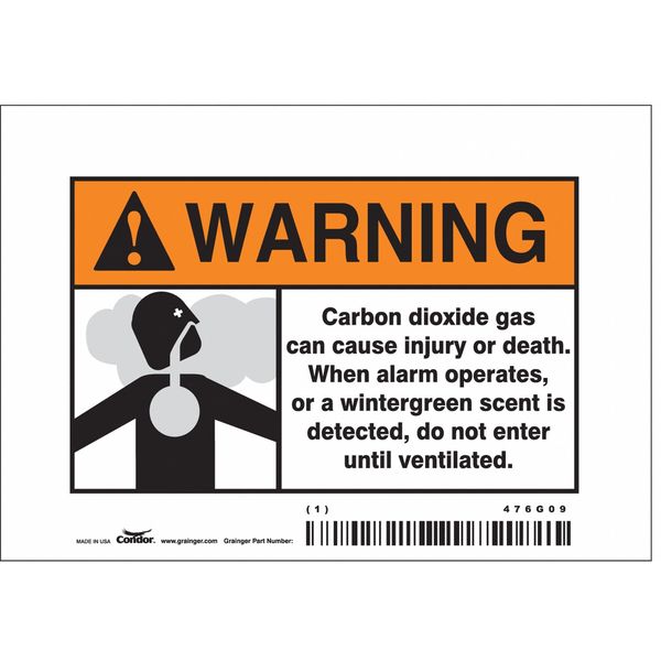 Safety Sign, 3 1/2 in Height, 5 in Width, Vinyl, Horizontal Rectangle, English, 476G09