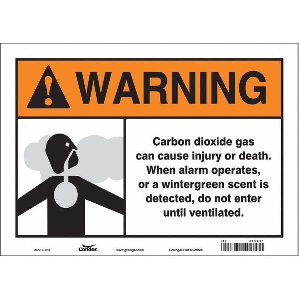 Safety Sign, 10 in Height, 14 in Width, Vinyl, Horizontal Rectangle, English, 476G11