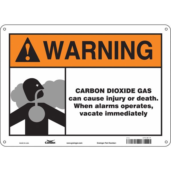 Chemical Sign, 10 in H, 14 in W, Polyethylene, Horizontal Rectangle, English, 476G17