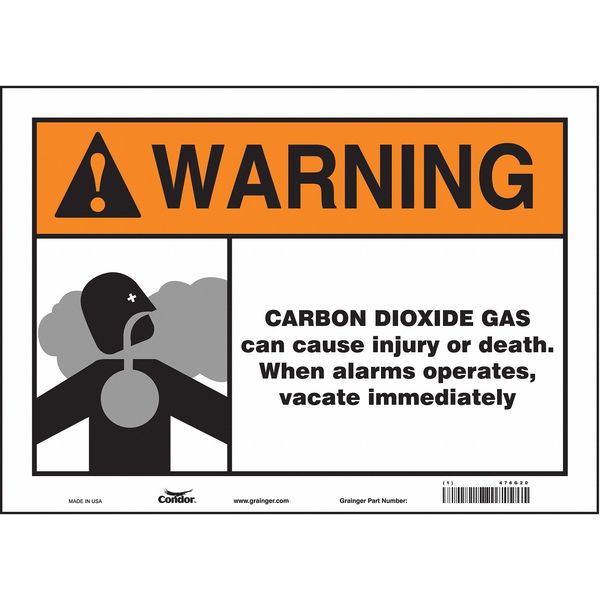 Chemical Sign, 10 in H, 14 in W, Vinyl, Horizontal Rectangle, English, 476G20