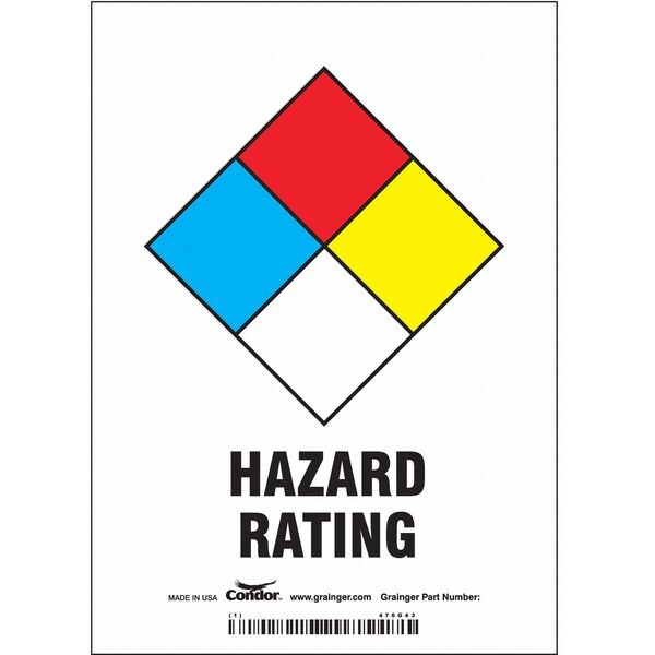 Safety Sign, 7 in Height, 5 in Width, Rectangle