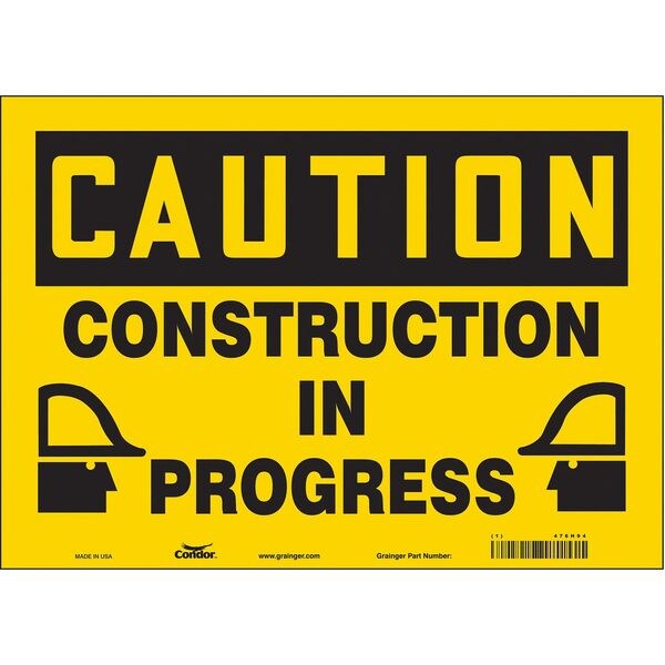 Safety Sign, 10 in Height, 14 in Width, Vinyl, Horizontal Rectangle, English, 476H94