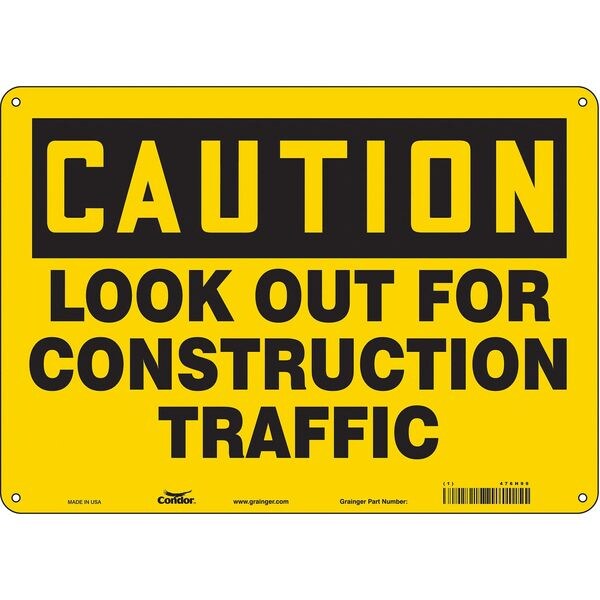 Safety Sign, 10 in Height, 14 in Width, Polyethylene, Horizontal Rectangle, English, 476H99