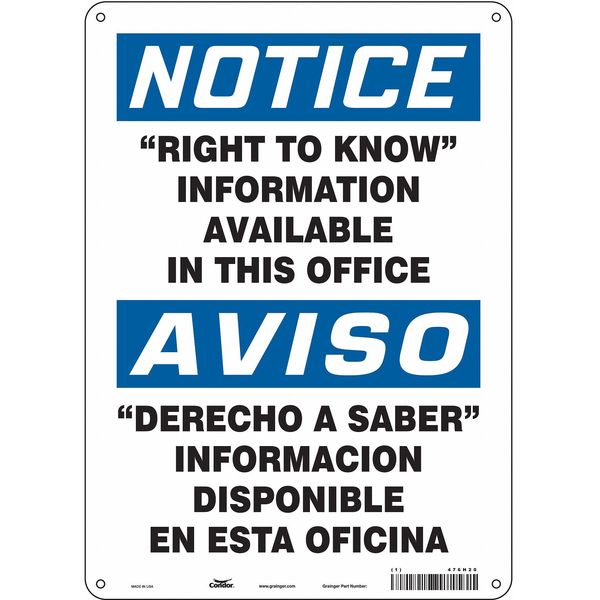Safety Sign, 14 in x 10 in, Polyethylene