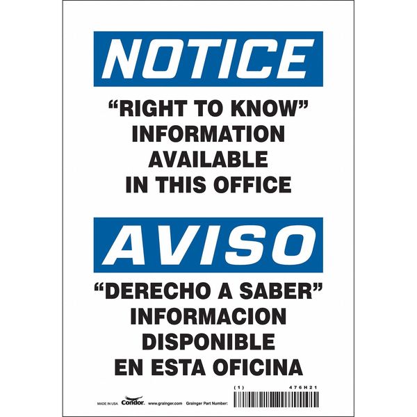 Safety Sign, 10 in x 7 in, Vinyl