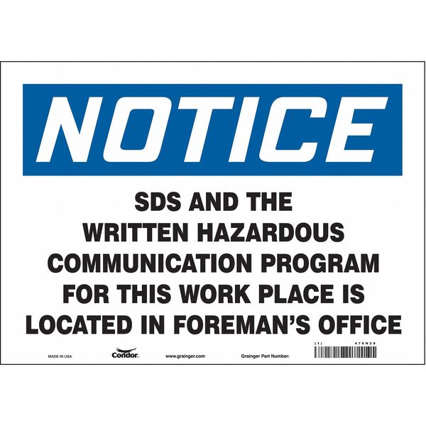 Safety Sign, 10 in x 14 in, Vinyl