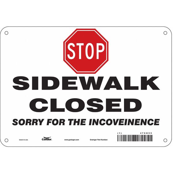 Safety Sign, 7 in Height, 10 in Width, Polyethylene, Vertical Rectangle, English, 476H55