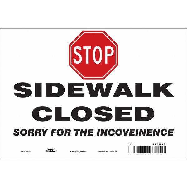 Safety Sign, 7 in Height, 10 in Width, Vinyl, Vertical Rectangle, English, 476H58