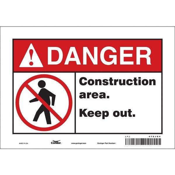 Safety Sign, 7 in Height, 10 in Width, Vinyl, Vertical Rectangle, English, 476J84