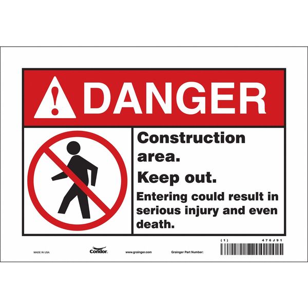 Safety Sign, 7 in Height, 10 in Width, Vinyl, Vertical Rectangle, English, 476J91