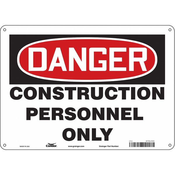 Safety Sign, 10 in Height, 14 in Width, Polyethylene, Horizontal Rectangle, English, 476J96