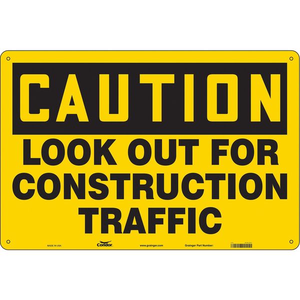 Safety Sign, 24 in H, 36 in W, Polyethylene, Horizontal Rectangle, English, 476J01