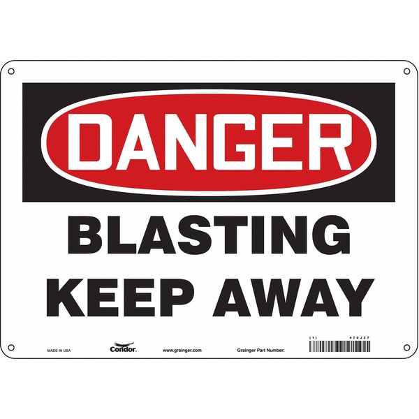 Safety Sign, 10 in Height, 14 in Width, Polyethylene, Horizontal Rectangle, English, 476J27