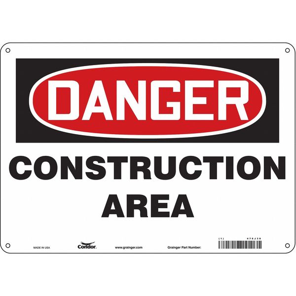 Safety Sign, 10 in Height, 14 in Width, Polyethylene, Horizontal Rectangle, English, 476J38