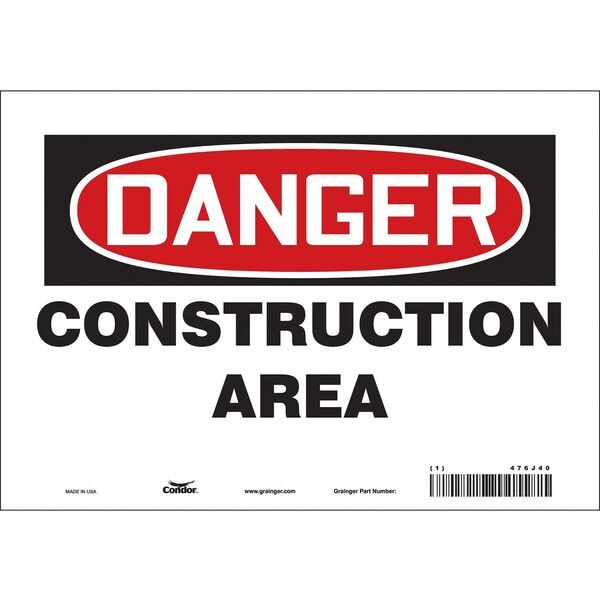 Safety Sign, 7 in Height, 10 in Width, Vinyl, Vertical Rectangle, English, 476J40