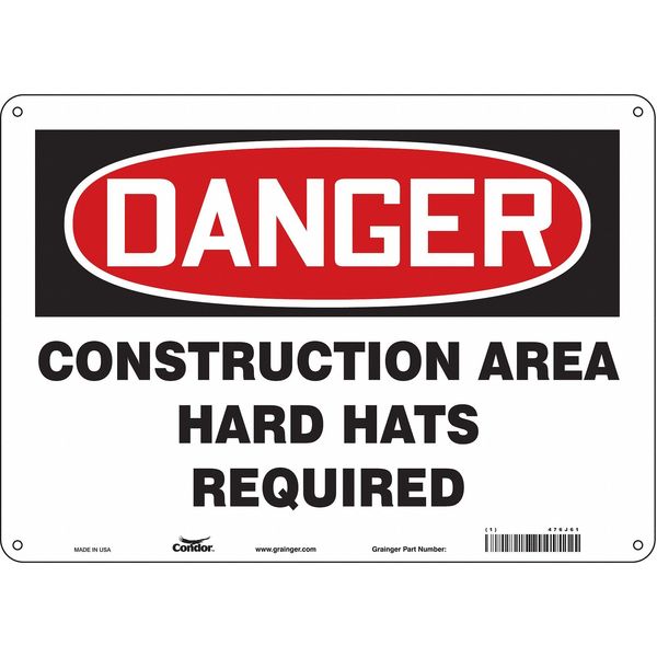 Safety Sign, 10 in Height, 14 in Width, Polyethylene, Horizontal Rectangle, English, 476J61