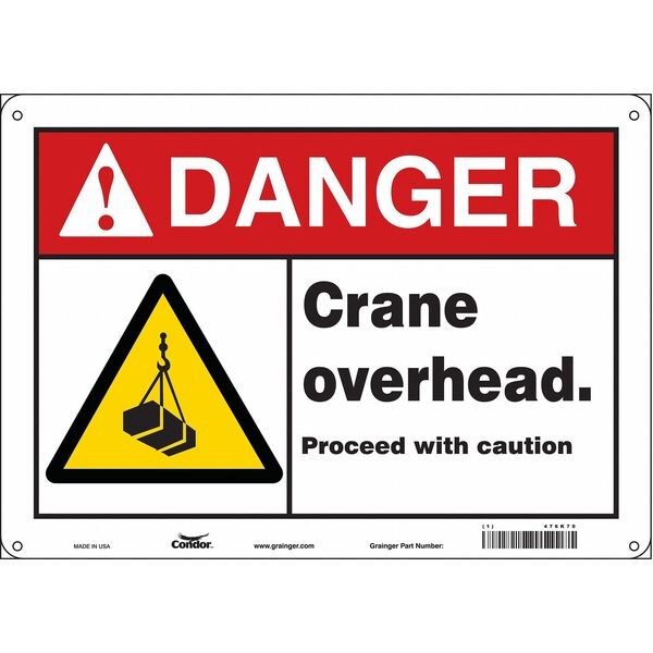Safety Sign, 10 in Height, 14 in Width, Polyethylene, Horizontal Rectangle, English, 476K70