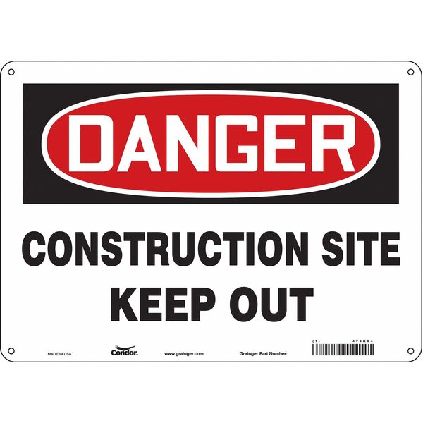 Safety Sign, 10 in Height, 14 in Width, Polyethylene, Horizontal Rectangle, English, 476K04