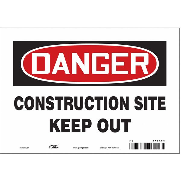 Safety Sign, 7 in Height, 10 in Width, Vinyl, Vertical Rectangle, English, 476K06
