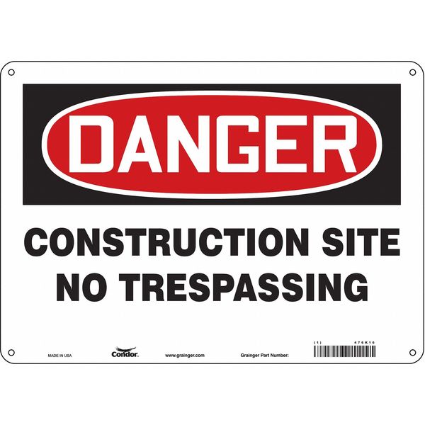 Safety Sign, 10 in Height, 14 in Width, Polyethylene, Horizontal Rectangle, English, 476K16