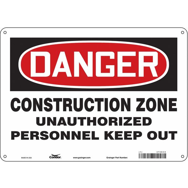 Safety Sign, 10 in Height, 14 in Width, Polyethylene, Horizontal Rectangle, English, 476K30