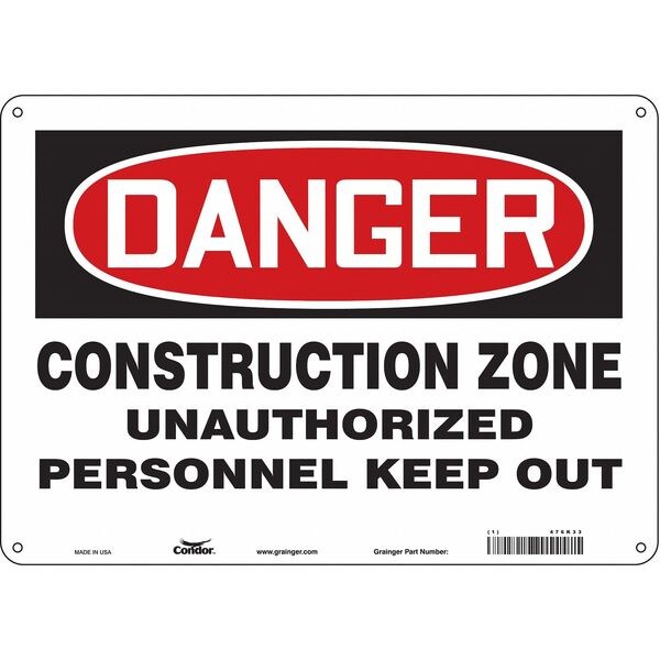 Safety Sign, 10 in Height, 14 in Width, Vinyl, Horizontal Rectangle, English, 476K33