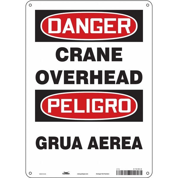 Safety Sign, 14 in Height, 10 in Width, Polyethylene, Vertical Rectangle, English, Spanish, 476K64