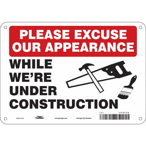 Safety Sign, 7 in Height, 10 in Width, Polyethylene, Vertical Rectangle, English, 476L95