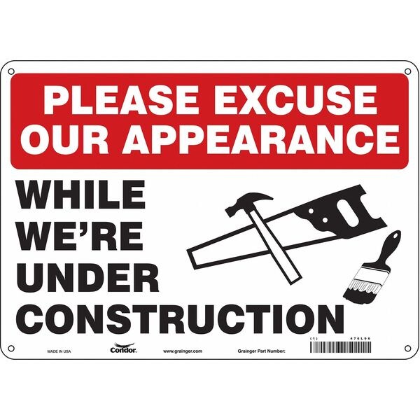 Safety Sign, 10 in Height, 14 in Width, Polyethylene, Horizontal Rectangle, English, 476L96