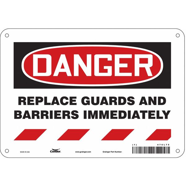 Safety Sign, 7 in Height, 10 in Width, Polyethylene, Vertical Rectangle, English, 476L75