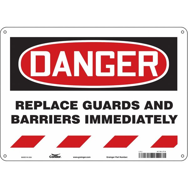 Safety Sign, 10 in Height, 14 in Width, Polyethylene, Horizontal Rectangle, English, 476L76