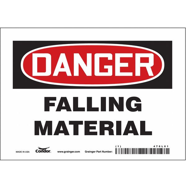 Safety Sign, 5 in Height, 7 in Width, Vinyl, Horizontal Rectangle, English, 476L01