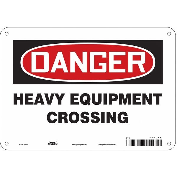 Safety Sign, 7 in Height, 10 in Width, Polyethylene, Vertical Rectangle, English, 476L08