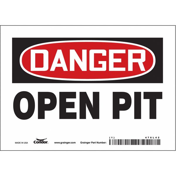 Safety Sign, 5 in Height, 7 in Width, Vinyl, Horizontal Rectangle, English, 476L42