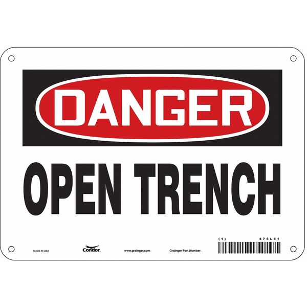 Safety Sign, 7 in Height, 10 in Width, Polyethylene, Vertical Rectangle, English, 476L51