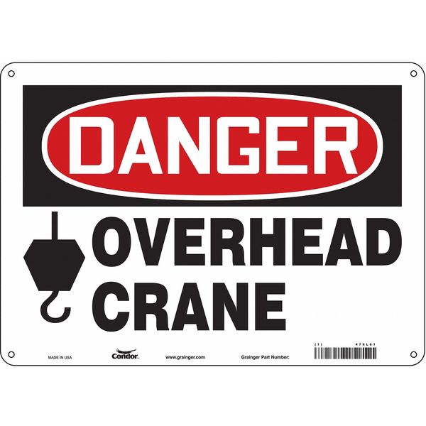Safety Sign, 10 in Height, 14 in Width, Polyethylene, Horizontal Rectangle, English, 476L61