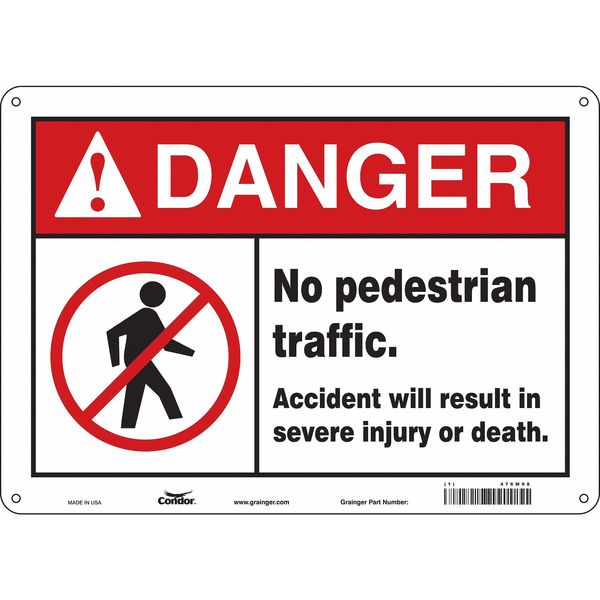 Safety Sign, 10 in Height, 14 in Width, Polyethylene, Horizontal Rectangle, English, 476M98