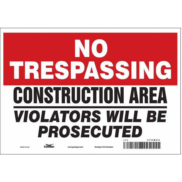 Safety Sign, 7 in Height, 10 in Width, Vinyl, Vertical Rectangle, English, 476M04